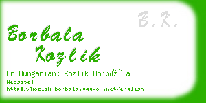 borbala kozlik business card